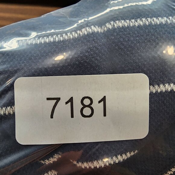 Womens Navy Ann Taylor Loft Striped Crop Top Lace Sleeves Round Neck Size M - Picture 9 of 9